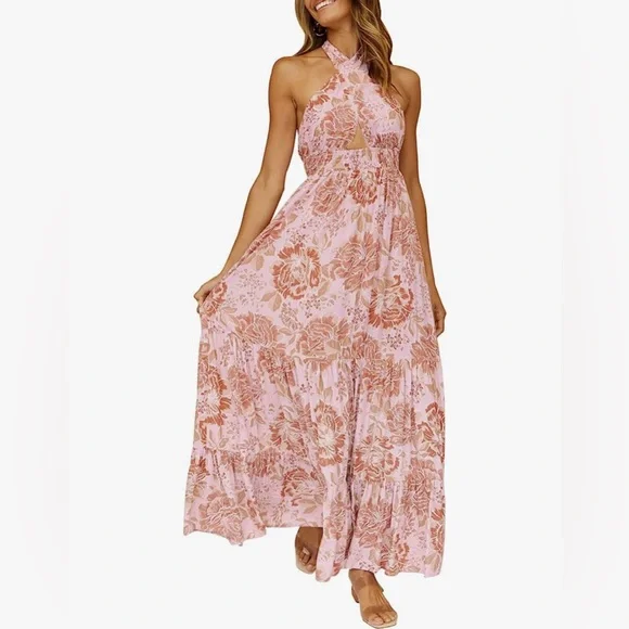sachin and babi light blue dress Women Backless Flowy Boho Maxi Dress Sexy Strappy Jamaica